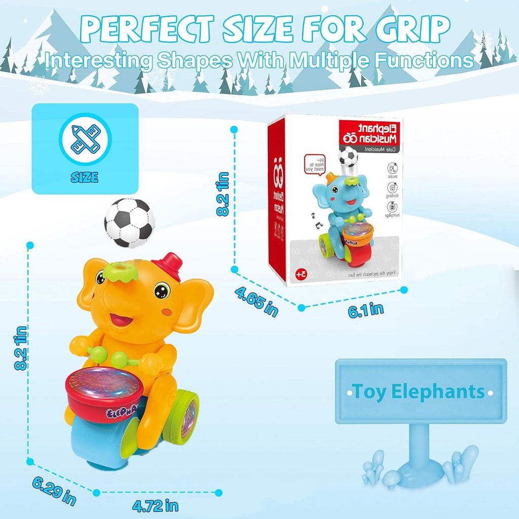 Elephant Musician Toy with Music and Flashing Light