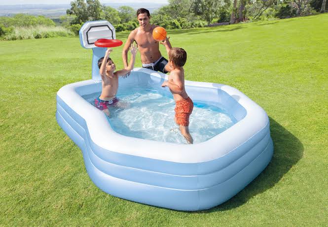 Intex Swim Center Shootin Hoops Family Pool Blue