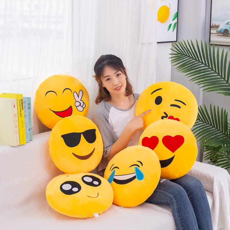 Yellow Emoji Cotton Filled Pillow