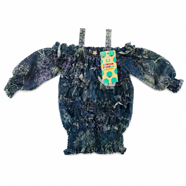 Midnight Floral Smocked Girls Top
