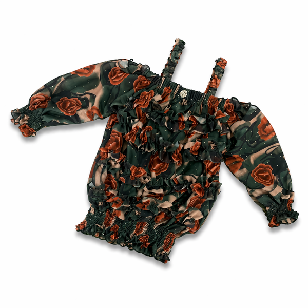 Rose Bloom Smocked Girls Top