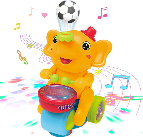 Elephant Musician Toy with Music and Flashing Light